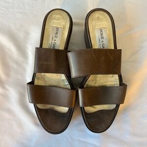 Dolce and Gabbana brown platform sandals